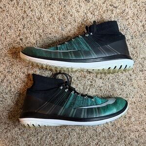 Nike Flyknit Elite Golf Shoes Black Green Spikeless